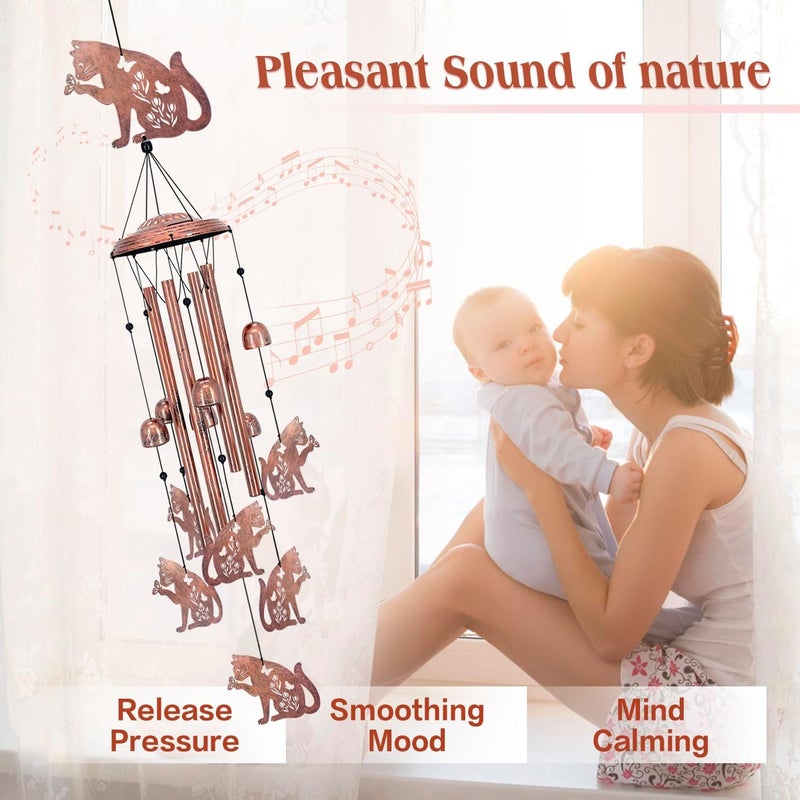 EZTZEN Cat Wind Chimes for Outside,Cat Gifts for Women/Men/Sympathy Gift/Memorial/Festival Birthday Gifts Metal windchimes Outdoors/Indoors,Patio,Garden Decor,Yard Decor,Porch - Image 3